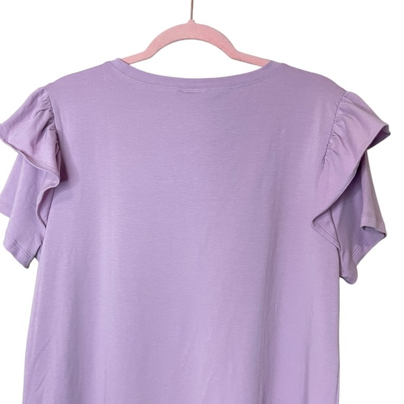 NWT ANN TAYLOR Lavender Ruffled Short-Sleeve Top, XL - Picture 5 of 9